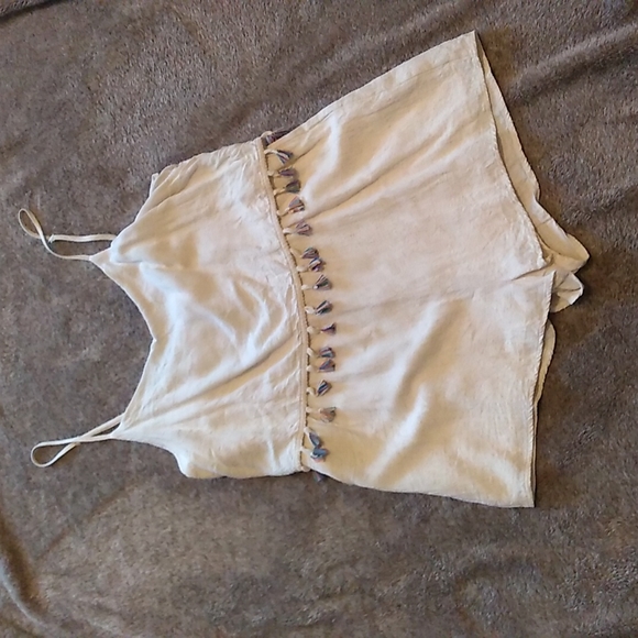 Paper Crane rainbow tassel linen blend romper - Picture 1 of 7
